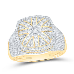 10k Gold 2 CTW-Natural Diamond Cushion Men'S Ring