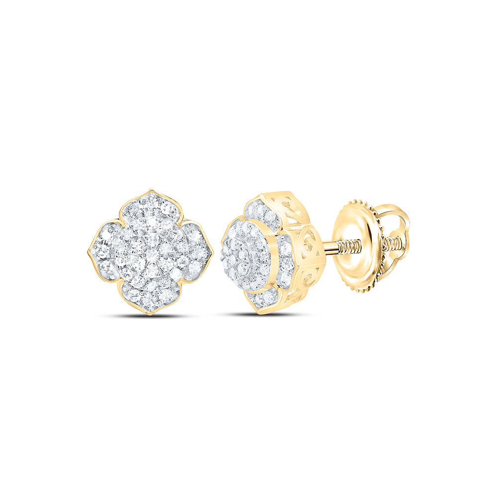 14k Gold 1/4 CTW-Natural Diamond Fashion Flower Earring