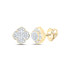 14k Gold 1/4 CTW-Natural Diamond Fashion Flower Earring