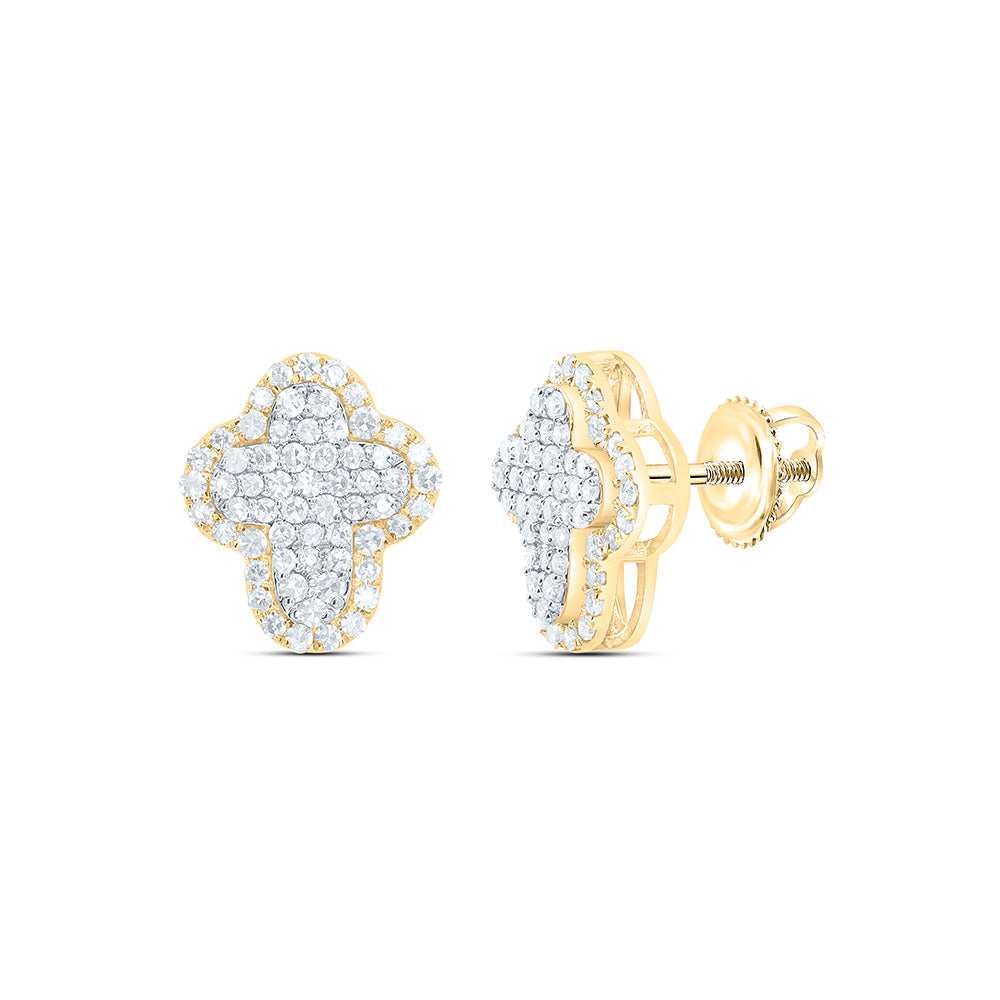 10k Gold 3/8 CTW-Natural Diamond Fashion Cross Earring