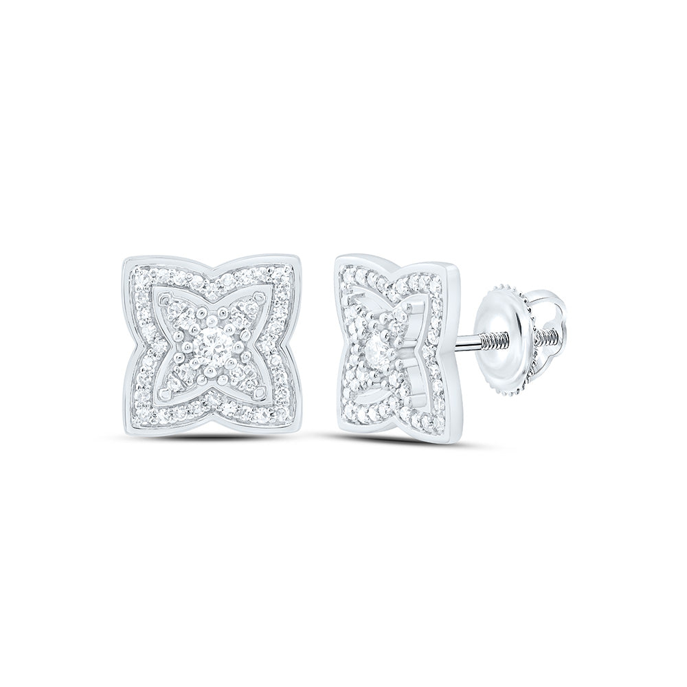 14k Gold 1/3 CTW-Natural Diamond Fashion Flower Earring