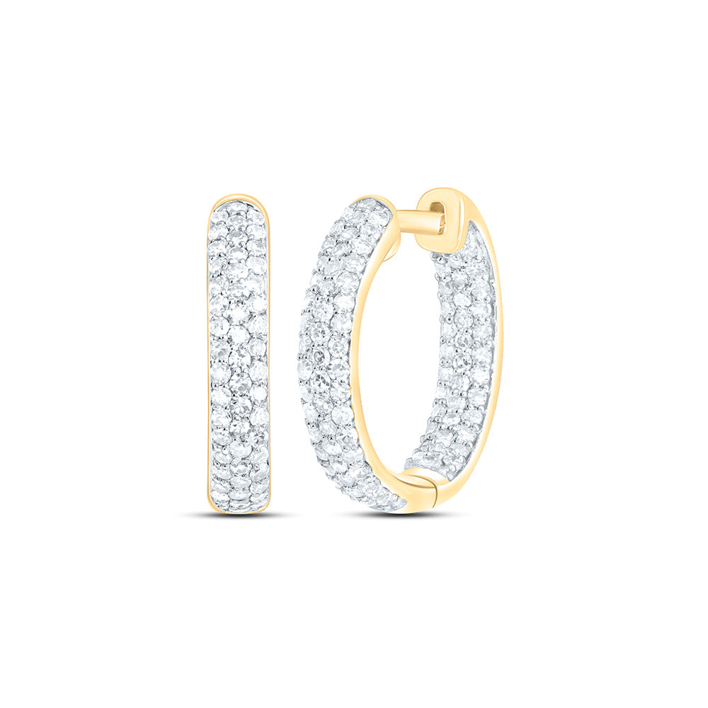 14k Gold 5/8 CTW-Natural Diamond Fashion Hoop Earring