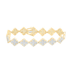 10k Gold 4 CTW-Natural Diamond Cross Mens Bracelet (8 Inch )