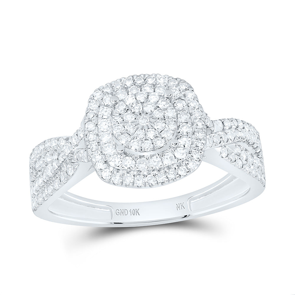 10k Gold 1/2 CTW-Natural Diamond Fashion Cushion Ring