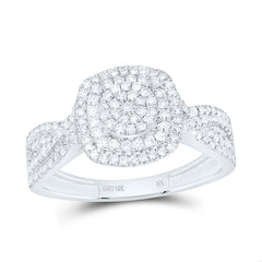 10k Gold 1/2 CTW-Natural Diamond Fashion Cushion Ring