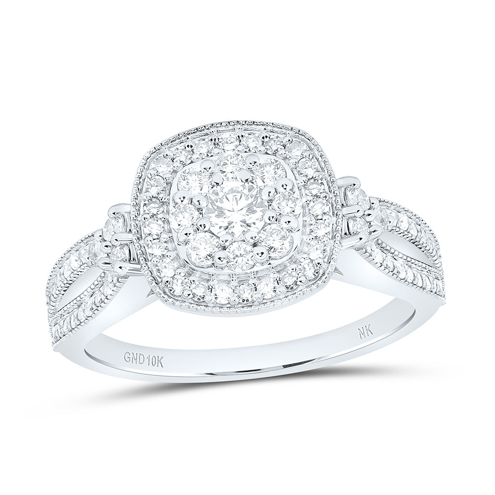 10k Gold 3/4 CTW-Natural Diamond Fashion Cushion Ring