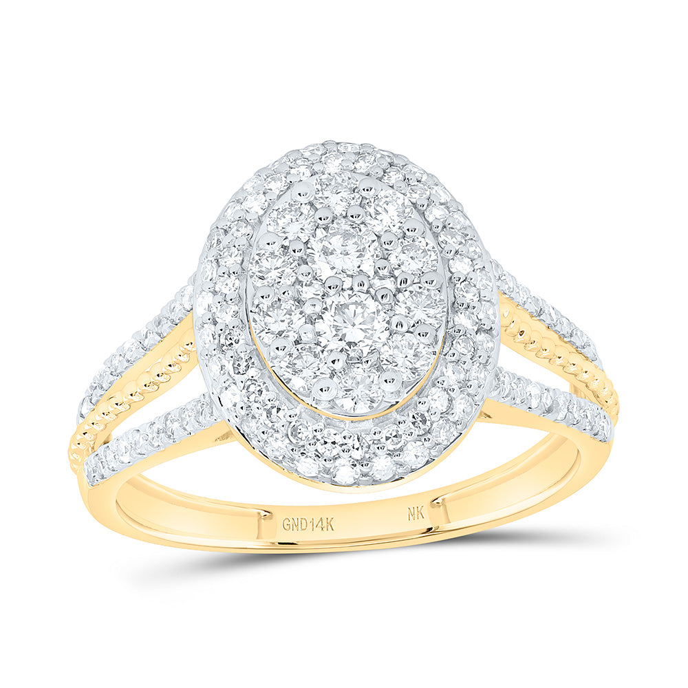 14k Gold 3/4 CTW-Natural Diamond Fashion Oval Ring