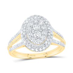14k Gold 3/4 CTW-Natural Diamond Fashion Oval Ring