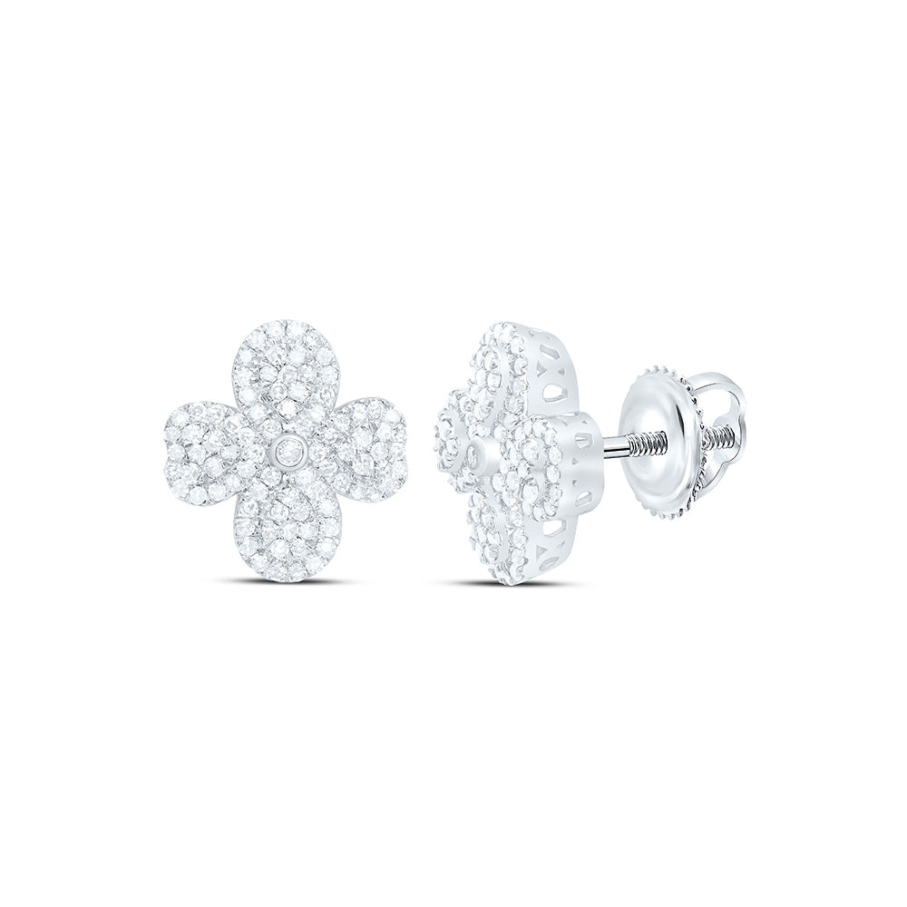 14k Gold 1/2 CTW-Natural Diamond Fashion Heart Pear Flower Earring