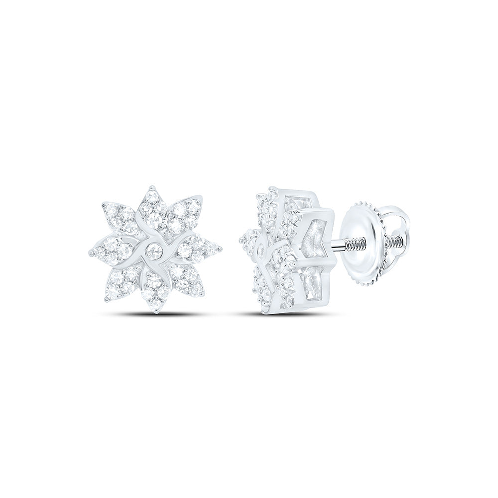 10k Gold 1/5 CTW-Natural Diamond Fashion Flower Earring