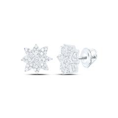 10k Gold 1/5 CTW-Natural Diamond Fashion Flower Earring