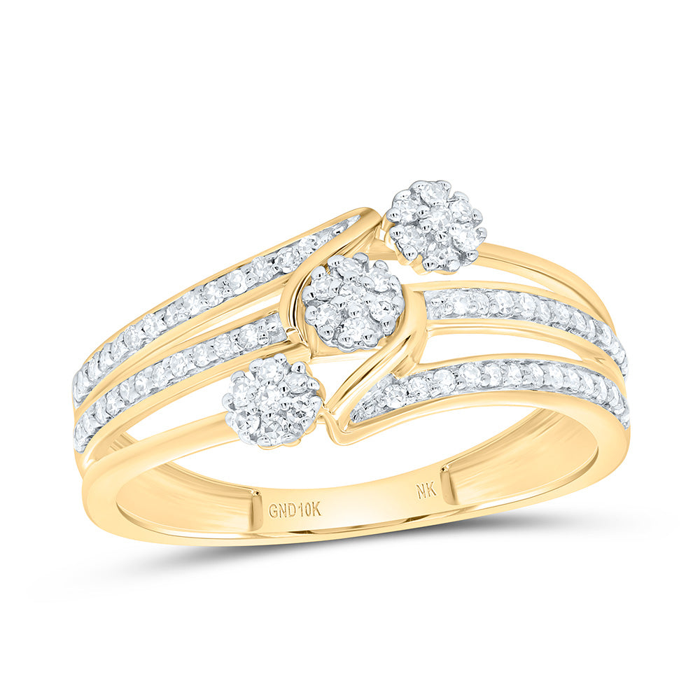 10k Gold 1/4 CTW-Natural Diamond Fashion Flower Ring
