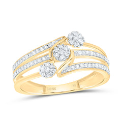 10k Gold 1/4 CTW-Natural Diamond Fashion Flower Ring