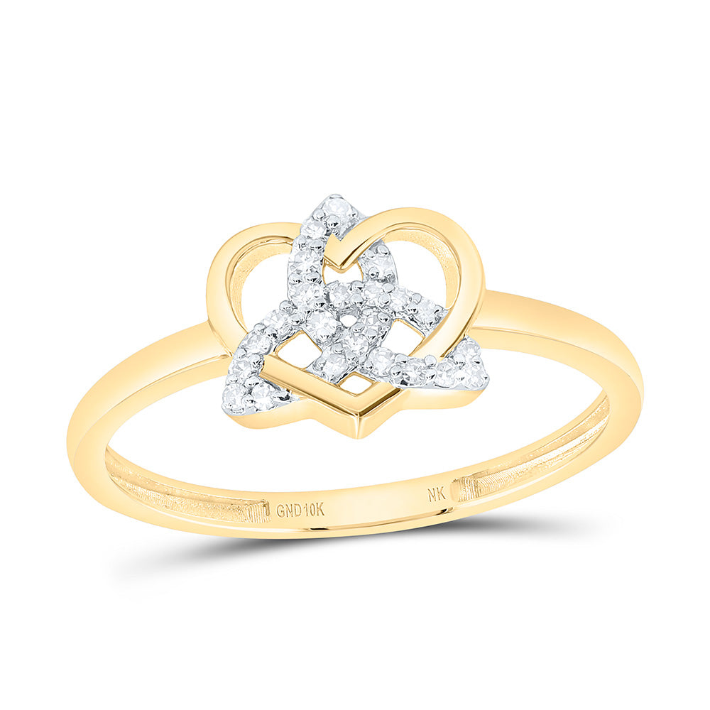 10k Gold 1/12 CTW-Natural Diamond Fashion Heart Ring