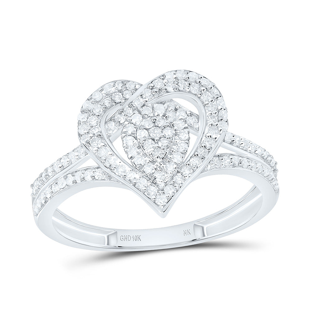 10k Gold 3/8 CTW-Natural Diamond Fashion Heart Ring