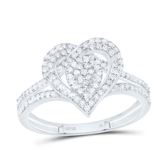 10k Gold 3/8 CTW-Natural Diamond Fashion Heart Ring