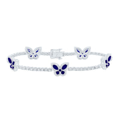14k Gold 1 CTW-Natural Diamond 2 Ct-Mq-Bs, 7/8 Ct-Rd-Bs, Natural Gemstone Butterfly Bracelet (7 Inch )