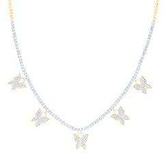 10k Gold 4 1/3 CTW-Natural Diamond Fashion Butterfly Necklace (17 Inch )
