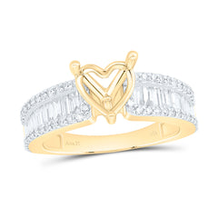 14k Gold 7/8 CTW-Natural Diamond 1 1/2 Ct-Cht Semi-Mount Heart Baguette Ring