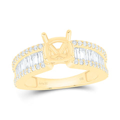 14k Gold 7/8 CTW-Natural Diamond 1 1/2 Ct-Ccu Semi-Mount Cushion Baguette Ring
