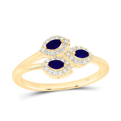 14k Gold 1/6 CTW-Natural Diamond 1/5 Ct-Mq-Bs Natural Gemstone Marquise Ring