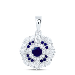 18k Gold 1 CTW-Natural Diamond Elite 5/8 Ct-Rd-Bs Natural Gemstone Flower Pendant