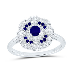 18k Gold 5/8 CTW-Natural Diamond Elite 1/2 Ct-Rd-Bs Natural Gemstone Flower Ring