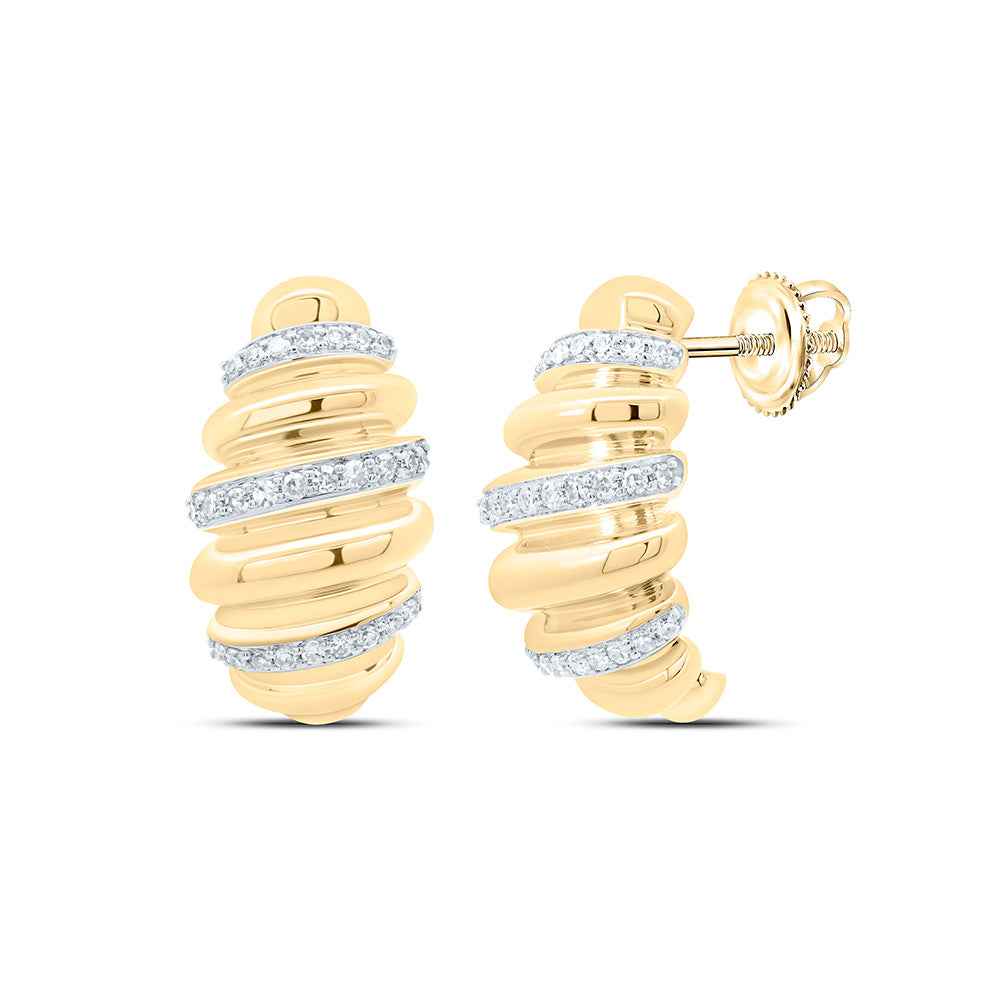 10k Gold 1/3 CTW-Natural Diamond Fashion Croissant Earring