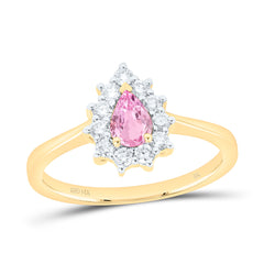 14k Gold 1/4 CTW-Natural Diamond 6X4MM Ps-Pi Sapp Natural Gemstone Pear Ring