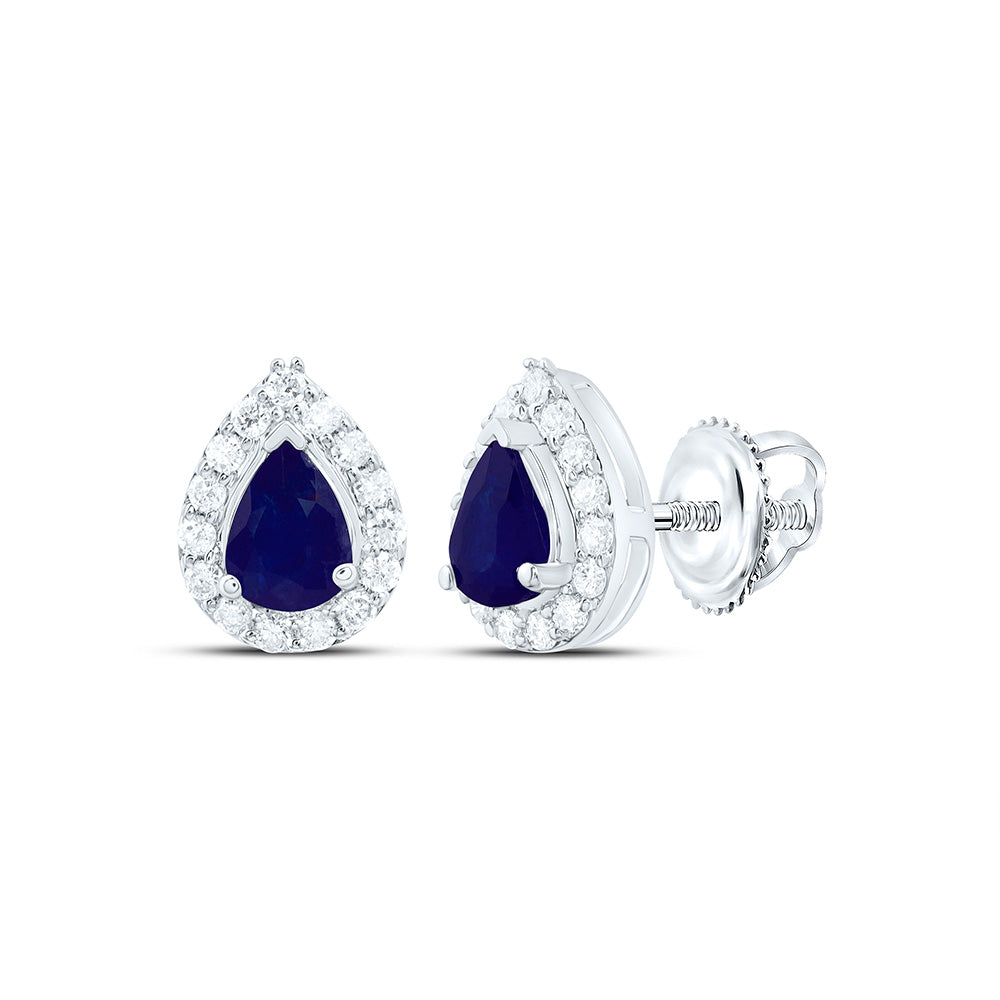 14k Gold 1/10 CTW-Natural Diamond 4X3MM Ps-Bs Natural Gemstone Pear Earring