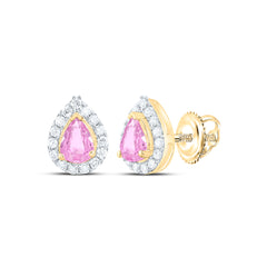 14k Gold 1/10 CTW-Natural Diamond 4X3MM Ps-Pi Sapp Natural Gemstone Pear Earring