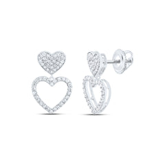10k Gold 3/8 CTW-Natural Diamond Dangling Heart Earring
