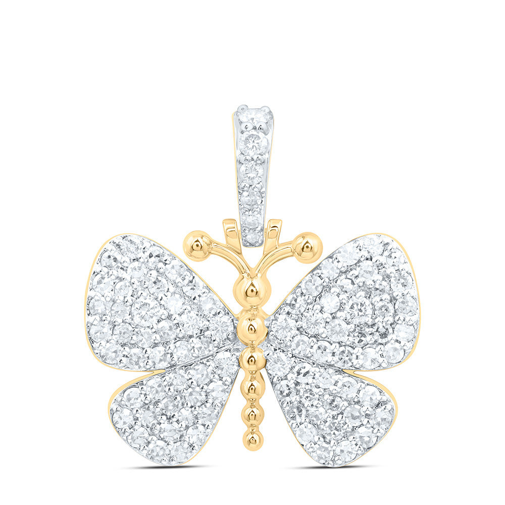 14k Gold 3/4 CTW-Natural Diamond Fashion Butterfly Pendant