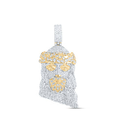 10k Gold 2 1/4 CTW-Natural Diamond Jesus Face Mens Charm