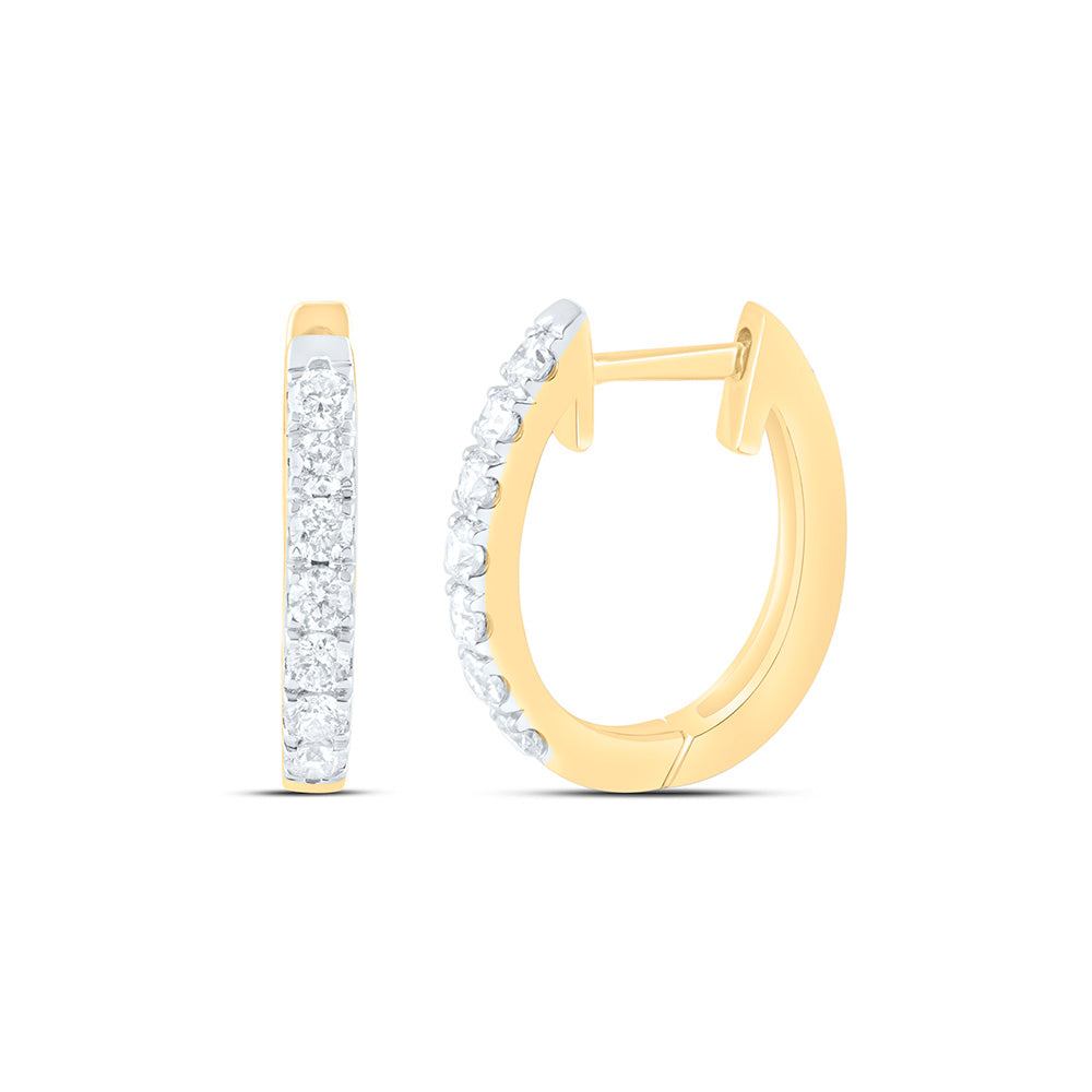 10k Gold 1/2 CTW-Natural Diamond Fashion Hoop Earring
