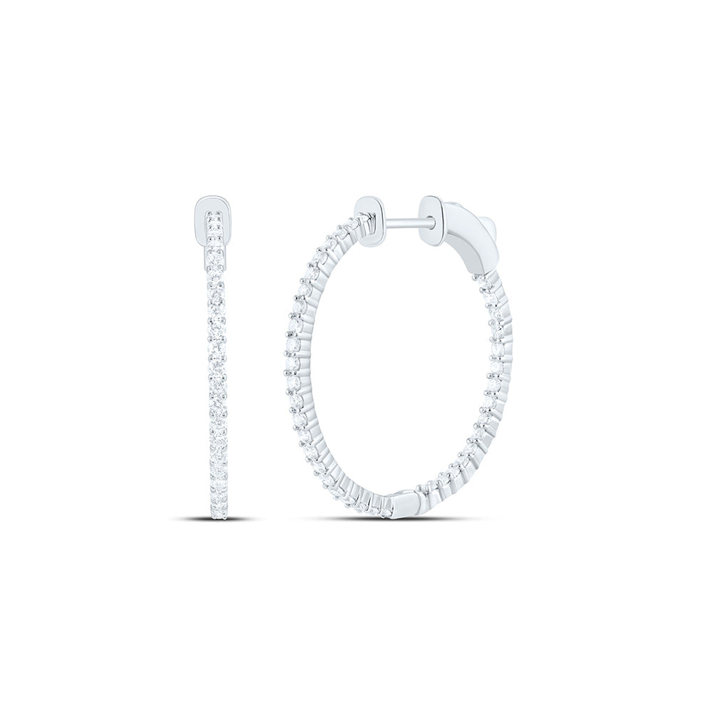 10k Gold 1 CTW-Natural Diamond Fashion Hoop Earring