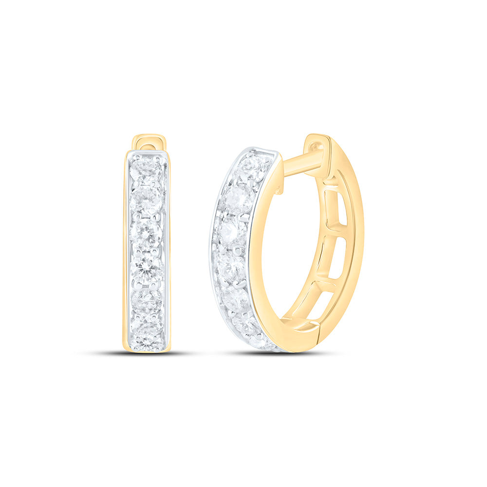 10k Gold 3/8 CTW-Natural Diamond Fashion Hoop Earring