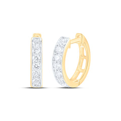 10k Gold 3/8 CTW-Natural Diamond Fashion Hoop Earring