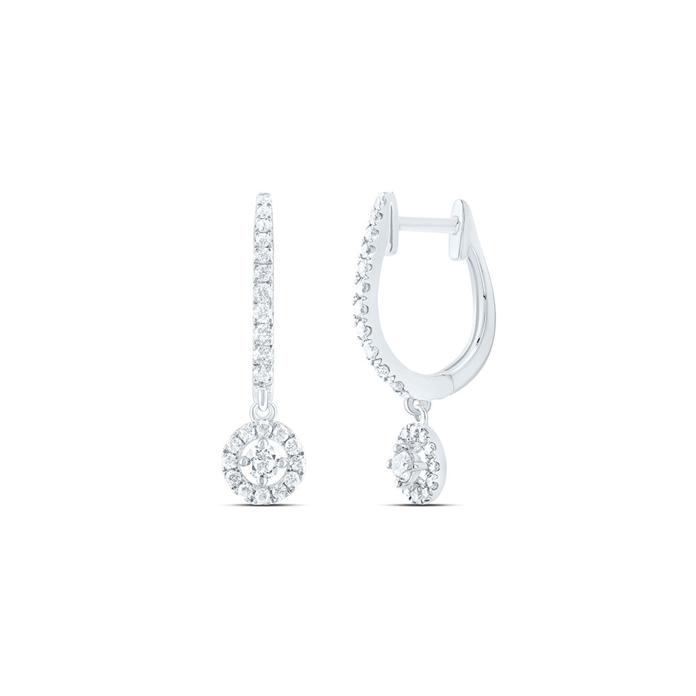10k Gold 1/2 CTW-Natural Diamond Fashion Hoop Dangling Earring