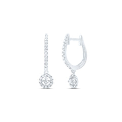 10k Gold 1/2 CTW-Natural Diamond Fashion Hoop Dangling Earring