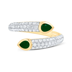 14k Gold 3/8 CTW-Natural Diamond 4X3MM Ps-Em Natural Gemstone Tear Drop Ring