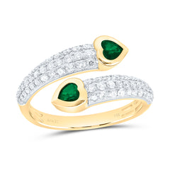 14k Gold 1/2 CTW-Natural Diamond 4MM Ht-Em Natural Gemstone Heart Ring