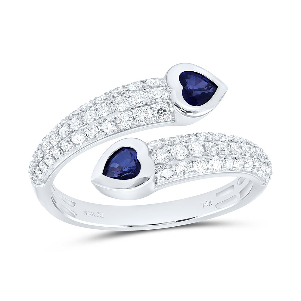14k Gold 1/2 CTW-Natural Diamond 4MM Ht-Bs Natural Gemstone Heart Ring