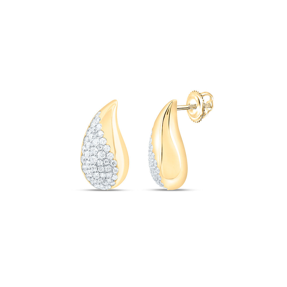 14k Gold 1 CTW-Natural Diamond Fashion Tear Drop Earring