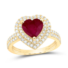 14k Gold 1/2 CTW-Natural Diamond 8MM-Ht-Ru, Natural Gemstone Heart Ring