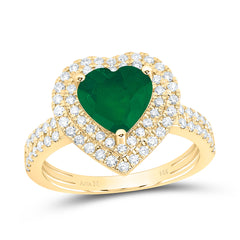 14k Gold 1/2 CTW-Natural Diamond 8MM-Ht-Em, Natural Gemstone Heart Ring