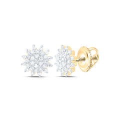 14k Gold 1/5 CTW-Natural Diamond Fashion Flower Earring