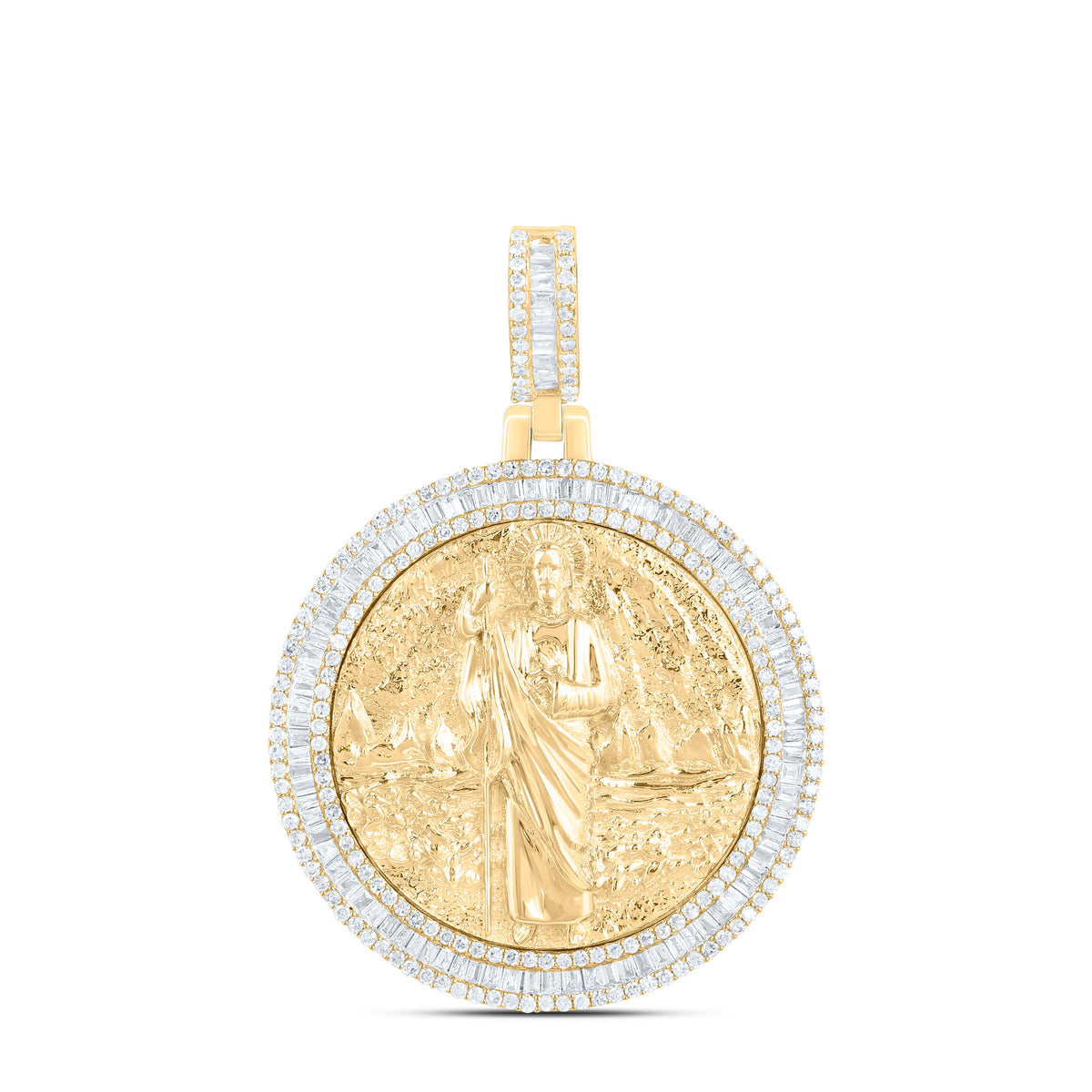 10k Gold 7/8 CTW-Natural Diamond St Jude Mens Charm