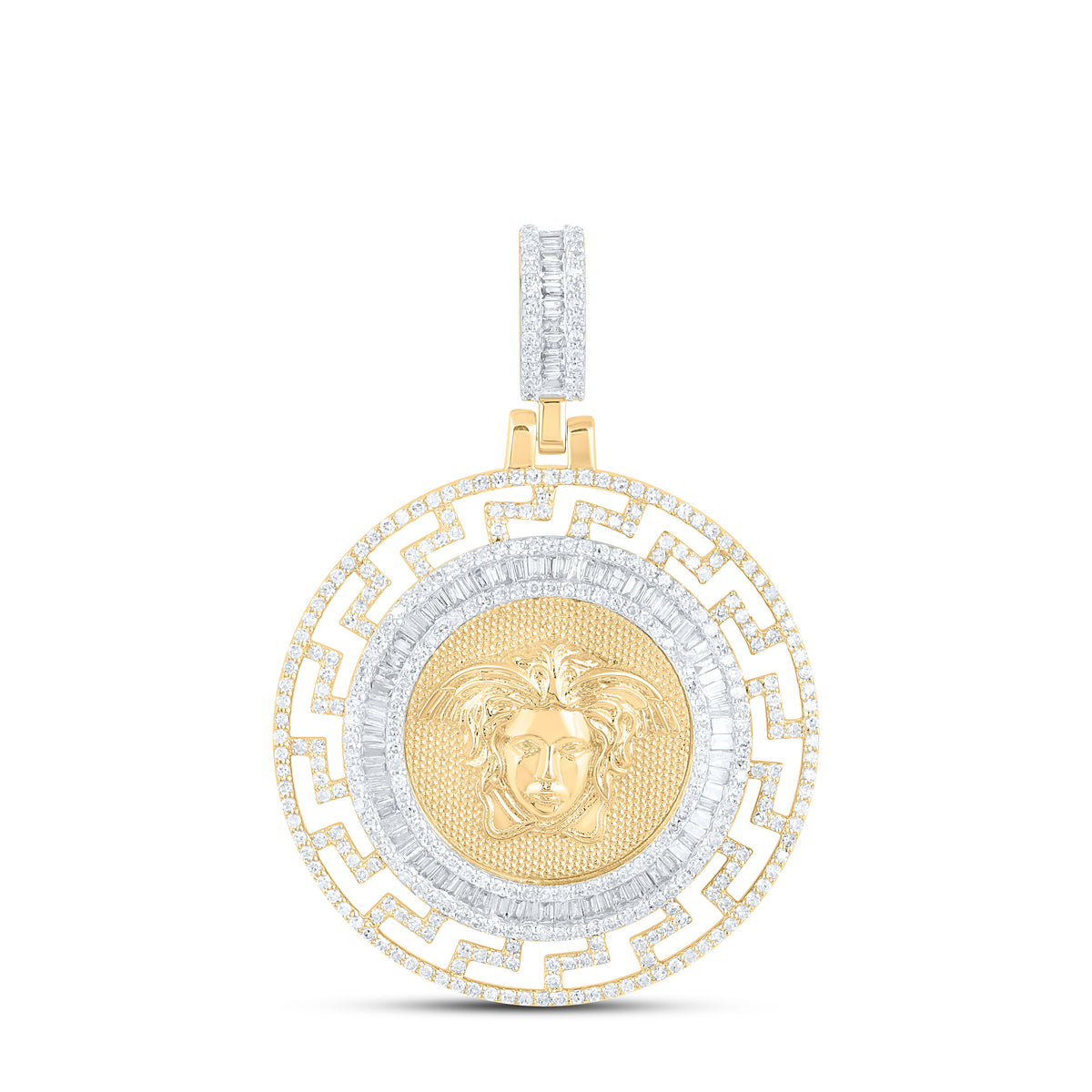 10k Gold 1 CTW-Natural Diamond Medusa Mens Charm