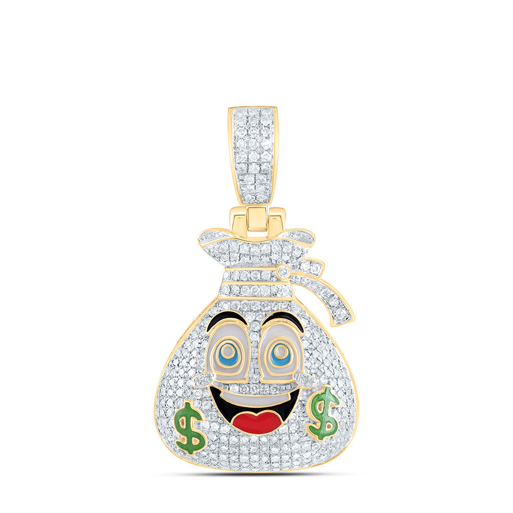 10k Gold 1/2 CTW-Natural Diamond Money Bag Mens Charm
